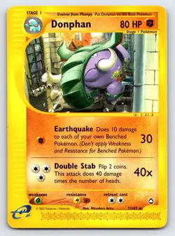 Donphan 7 Rare Aquapolis Pokemon Near Mint - Image 1