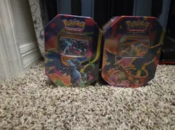 Pokemon TCG Mega Charizard EX Tin Set X & Y (2 Tins) Factory Sealed - Image 1