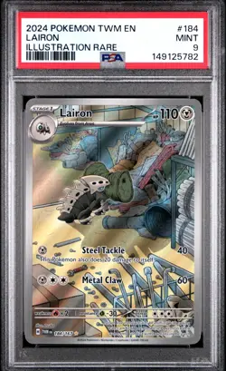 Pokemon TCG Lairon #184 Twilight Masquerade Illustration Rare PSA 9 - Image 1