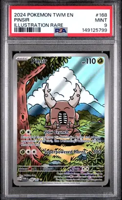 Pokemon TCG Pinsir #168 Twilight Masquerade Illustration Rare PSA 9 - Image 1