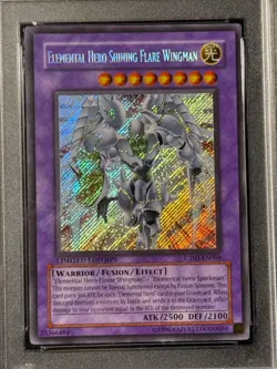 2006 Yu-Gi-Oh! Elemental Hero Shining Flare Wingman CT03 Secret Rare PSA 7 - Image 3