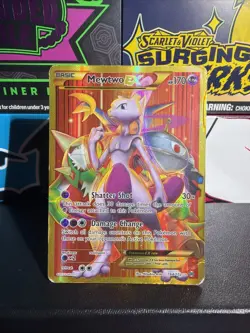 Pokemon Mewtwo EX TCG Full Art Holo Rare Breakthrough-Secret 164/162 Damaged - Image 1