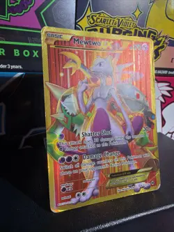 Pokemon Mewtwo EX TCG Full Art Holo Rare Breakthrough-Secret 164/162 Damaged - Image 2