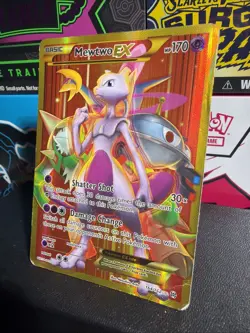 Pokemon Mewtwo EX TCG Full Art Holo Rare Breakthrough-Secret 164/162 Damaged - Image 3