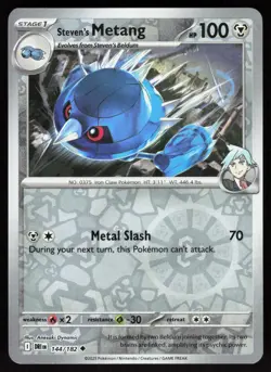 Steven's Metang 144/182 Uncommon Destined Rivals Pokemon Reverse Holo Near Mint - Image 1