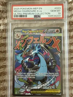 2025 POKEMON MEP EN-ME BLACK STAR PROMO #023 MEGA CHARIZARD X EX PSA 10 - Image 1