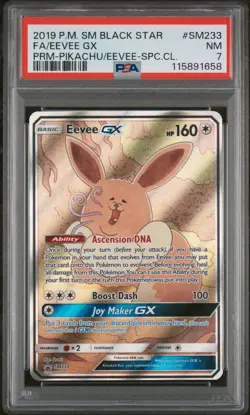 2019 POKEMON SM BLACK STAR PROMO EEVEE GX #SM233 PSA 7 NM #115891658 - Image 1