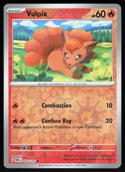 Vulpix 028/197 Common Obsidian Flames Pokemon Reverse Holo Near Mint - Image 1