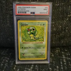1999 POKEMON BASE SET SHADOWLESS #45 CATERPIE PSA 9 - Image 1