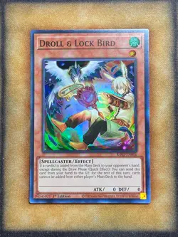 Yugioh Droll & Lock Bird RA02-EN006 Super Rare Alt Art 1st Ed NM - Image 1