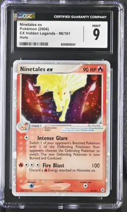 CGC 9 MINT Ninetales ex EX Hidden Legends 96/101 Holo SWIRL Pokemon Card - Image 1