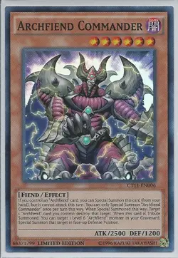 3x Yugioh CT11-EN006 Archfiend Commander Super Rare Card NEAR MINT NM - Image 1