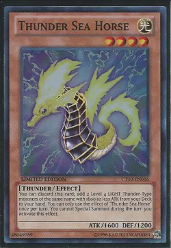 3x Yugioh CT10-EN016 Thunder Sea Horse Super Rare Card - Image 1