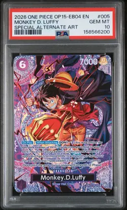 2026 ONE PIECE OP15-EB04-ADVENTURE ON KAMI'S ISLAND #005 MONKEY D. LUFFY PSA 10 - Image 1