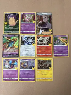 2021 Pokemon Celebrations 10 Card Lot Pikachu Professor Mew - Full Art & Holos - Image 1