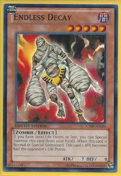 3x YuGiOh CT09-EN020 Endless Decay Super Rare Promo Card - Image 1