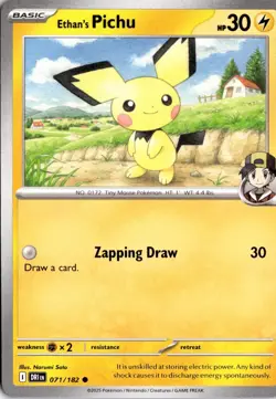 Ethan's Pichu 071/182 SV10: Destined Rivals Pokemon Card TCG - Image 1
