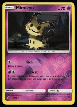 Mimikyu 58/145 Reverse Holo Rare Guardians Rising Pokemon Card - Image 1