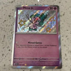 Pokemon TCG Mime Jr. Holo Shiny Rare Card 157/091 Scarlet Violet Paldean Fates - Image 1