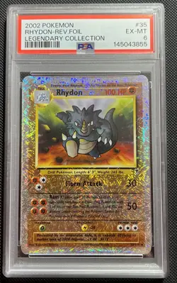 Pokemon Card RHYDON Reverse Holo 35/110 Legendary Collection 2002 Vintage PSA 6 - Image 1