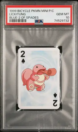 1999 BICYCLE POKEMON MINI PLAYING CARDS BLUE DECK 2 OF SPADES LICKITUNG PSA 10 - Image 1