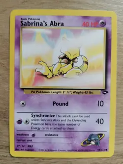 Pokemon TCG Sabrina's Abra Gym Challenge Card 93/132 NM Condition WOTC - Image 1