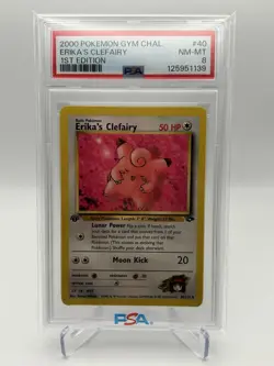 PSA 8 Erika's Clefairy Gym Challenge 40/132 1st Edition Pokemon Card - Image 1
