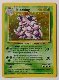 Pokemon Nidoking 11/102 Base Set Holo Rare 1999 Vintage - Image 1