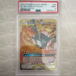 Pokemon 2019 Hidden Fates Moltres & Zapdos & Articuno GX TAG TEAM 44/68 PSA 9 EN - Image 1