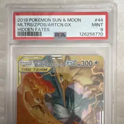 Pokemon 2019 Hidden Fates Moltres & Zapdos & Articuno GX TAG TEAM 44/68 PSA 9 EN - Image 3