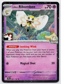Pokemon TCG Lillie's Ribombee 067/159 Prize Pack Stamped Cosmo Holo w/ Swirl NM - Image 4