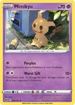 Mimikyu 080/196 Rare Pokemon SWSH11: Lost Origin NM - Image 1