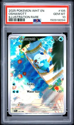 2025 POKEMON WHT EN-WHITE FLARE ILLUSTRATION RARE #105 OSHAWOTT PSA 10 - Image 1