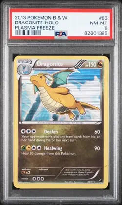 DRAGONITE-HOLO #83 PSA NM-MT 8 - 2013 POKEMON BLACK & WHITE PLASMA FREEZE - Image 1