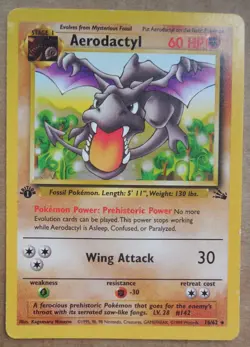 Aerodactyle 16/62 Rare Non-Holo 1st Edition Fossil Set Pokemon Card MP - Image 1