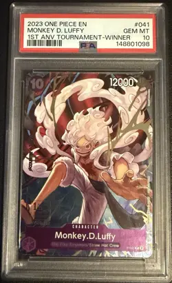 One Piece Monkey D Luffy P-041 1st Anniversary Tournament Winner Promo PSA 10 - Image 1