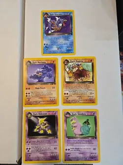 Dark Pokemon 5 Card Lot Team Rocket 2000 Non-Holo Rare Gyarados Machamp Etc !!! - Image 1