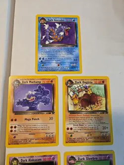 Dark Pokemon 5 Card Lot Team Rocket 2000 Non-Holo Rare Gyarados Machamp Etc !!! - Image 3