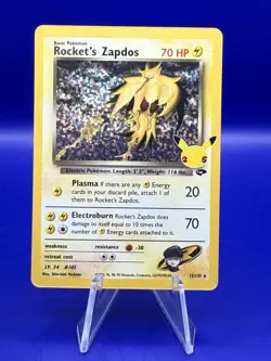 Rocket's Zapdos Holo Pokemon Celebrations Classic Collection TCG Card 15/13 - Image 1