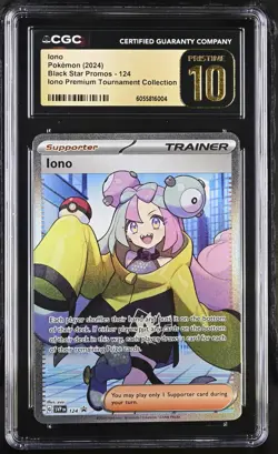 BLACK LABEL CGC 10 PRISTINE Iono SVP124 Black Star Promos Holo Pokemon POP 46 - Image 1