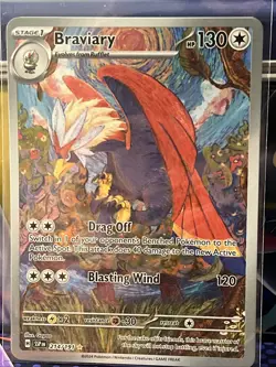 Pokemon TCG Braviary Sv08: Surging Sparks 214/191 Illustration Rare - Image 1