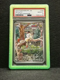 Meowth #106 Illustration Rare 2025 Phantasmal Flames Pokemon PSA 10 - Image 1