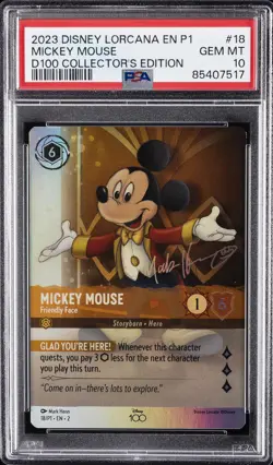 2023 DISNEY LORCANA EN P1-PROMO #18 MICKEY MOUSE - FRIENDLY FACE PSA 10 - Image 1