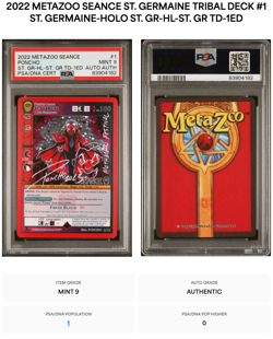 POP 1 PSA 9 AUTO PONCHO MOTHMAN FESTIVAL ST. GERMAINE PROMO FH Metazoo card tcg - Image 1