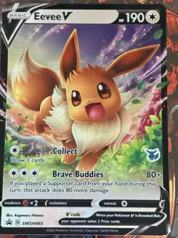Pokemon Eevee V SWSH065 Sword & Shield Promo Holo English 190 HP Card - Image 1