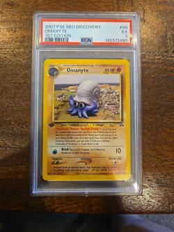 Pokemon TCG Omanyte Card Neo Discovery Series 60/75 First Edition Graded PSA 5 - Image 1