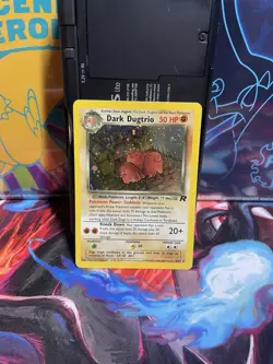Pokemon Dark Dugtrio TCG 6/82 Rare Holo Card Vintage 2000- SWIRL - Image 2