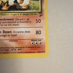 Arcanine 33/130 - Base Set 2 Vintage Pokemon Card LP - Image 3