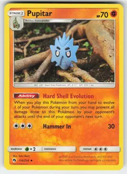 Pupitar 116/214 Uncommon Lost Thunder Pokemon Near Mint - Image 1