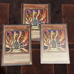 YuGiOh! Lava Golem RA01-EN001 Super Rare x 3 PLAYSET 1st Ed U.S Print - Image 1